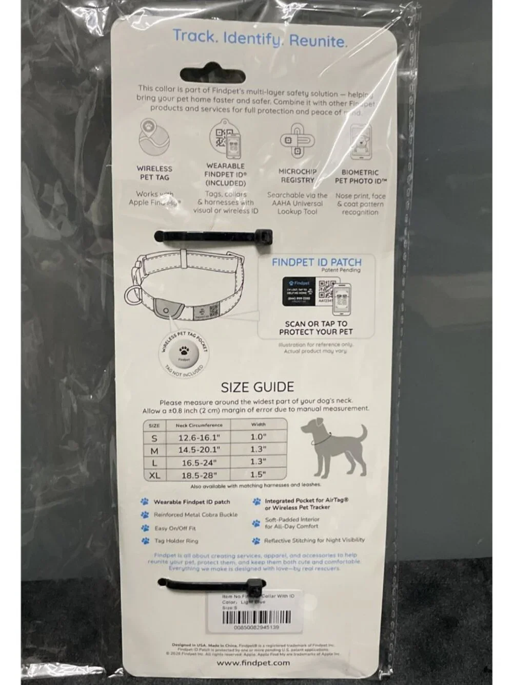 FindPet Wireless Locator Air Tag Comfort ID Collar Small Dog Track Scan Your Pet